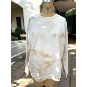 Onia Tri-Blend Raglan Fleece Khaki Cloud Tie Dye Long Sleeve Sweatshirt Size L